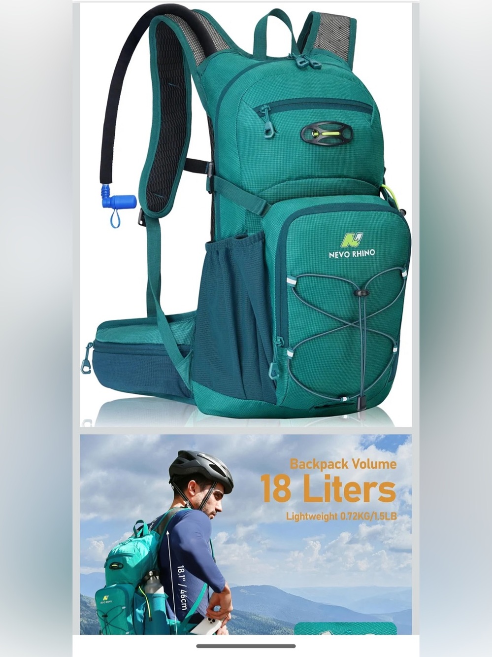Like New Teal Green Hiking Insulated Water Backpack